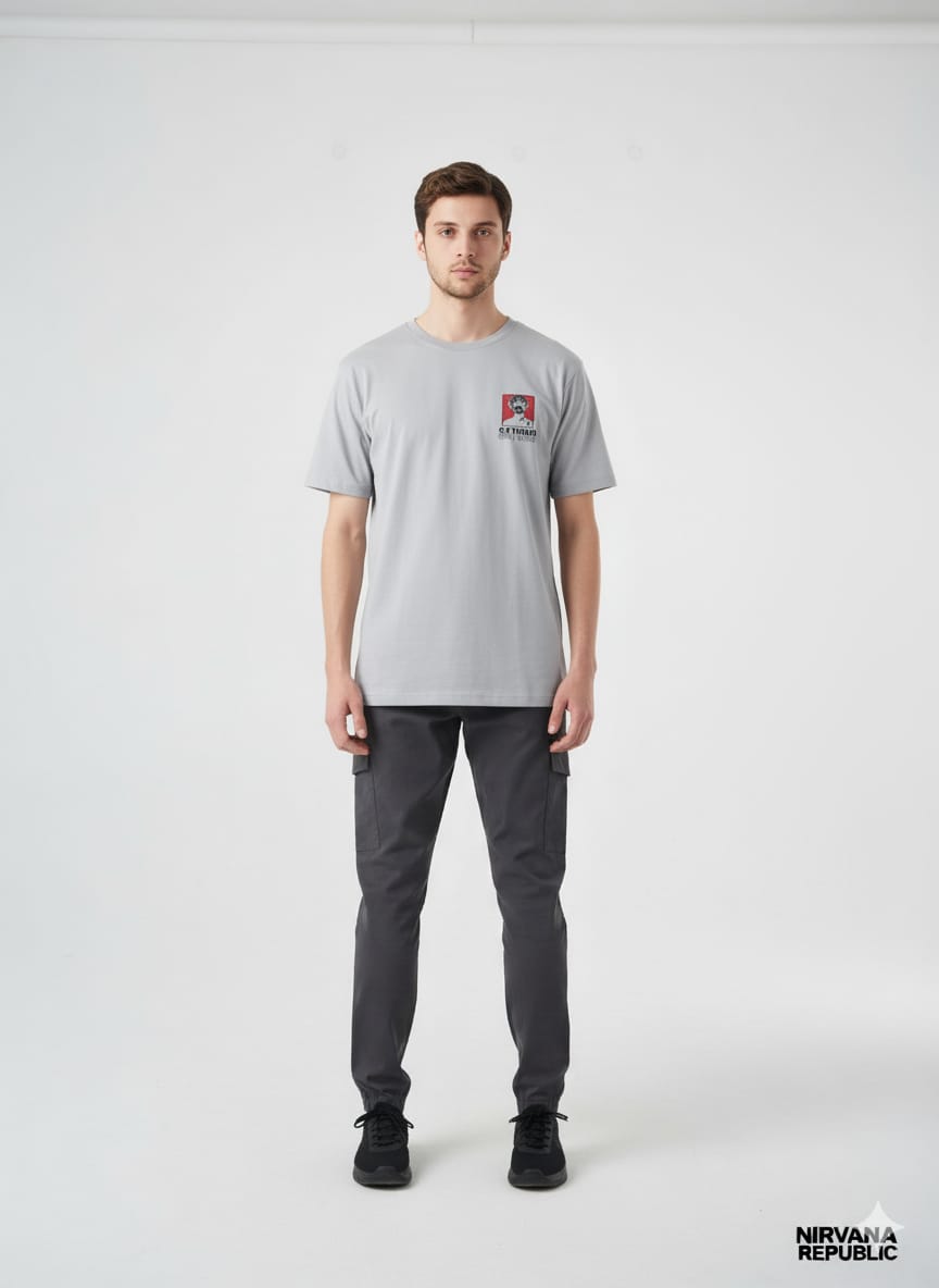 Jujutsu Kaisen Satoru Gojo Doodle Art T-Shirt | Grey Anime Graphic Tee