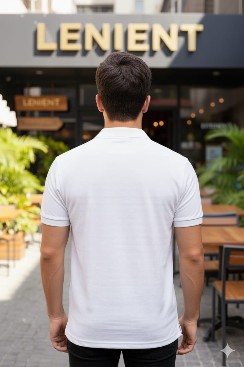 Lenient Premium Textured WHITE Collar t-shirt - Refined Casual Style with designed fabric