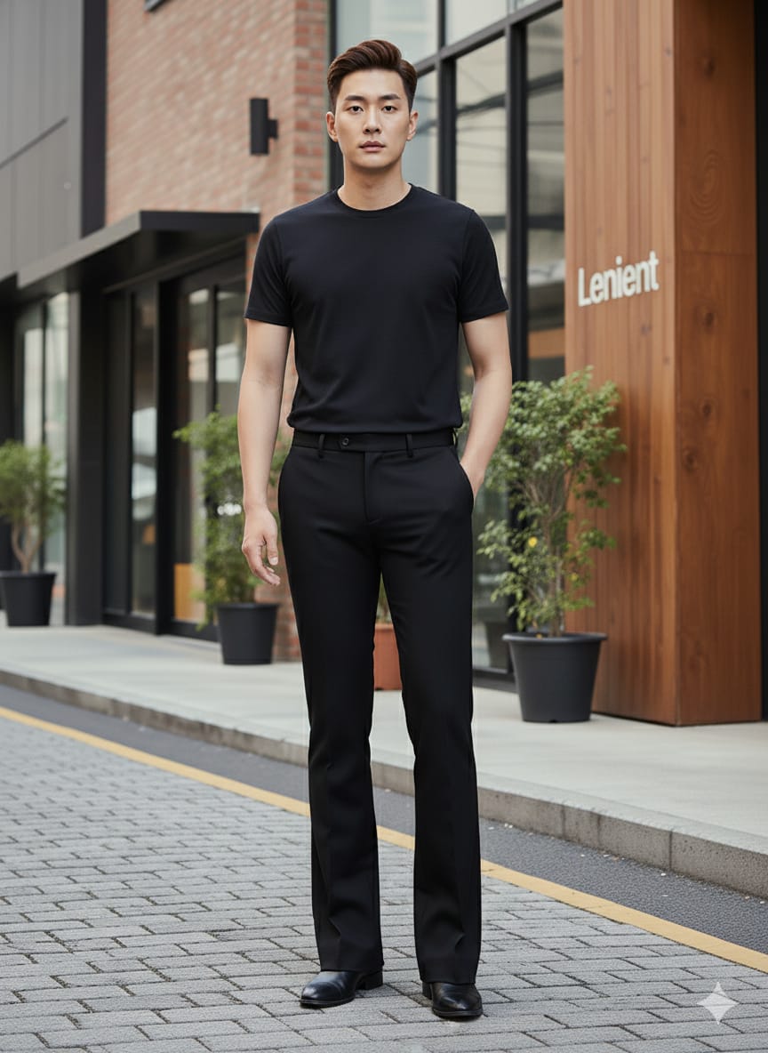 The Lenient Korean Bootcut black Pant