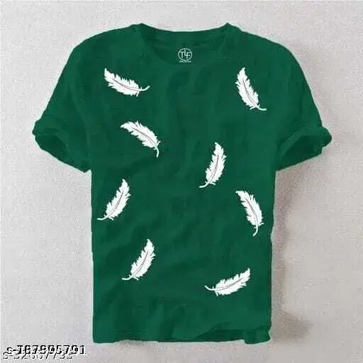 Leaf Green Cotton Blend Tshirt for Men