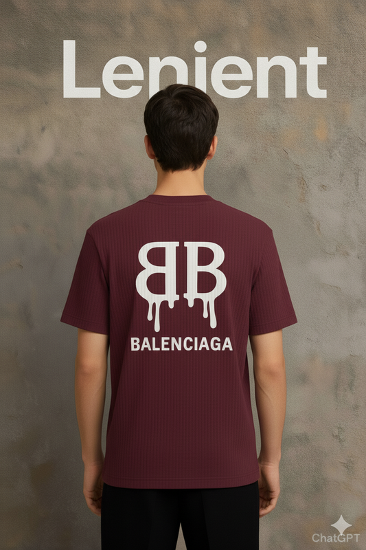 🔥 Oversized Drip Balenciaga Logo Tee – Bold Streetwear in burgundy Colour