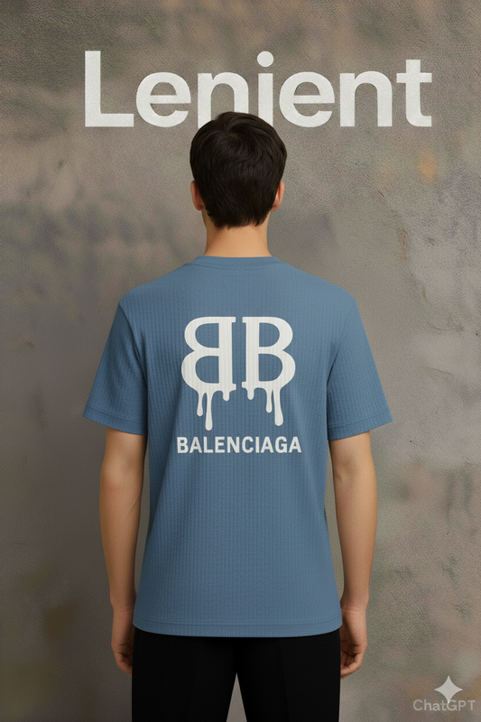 🔥 Oversized Drip Balenciaga Logo Tee – Bold Streetwear in air force blue Colour