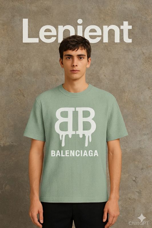 🔥 Oversized Drip Balenciaga Logo Tee – Bold Streetwear in sage green Colour