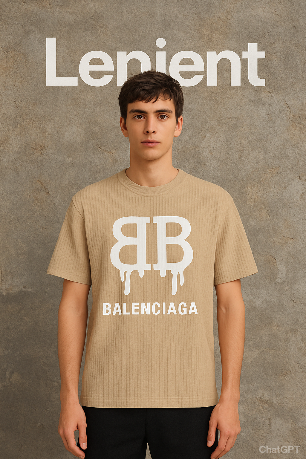 🔥 Oversized Drip Balenciaga Logo Tee – Bold Streetwear in sandstone beige Colour