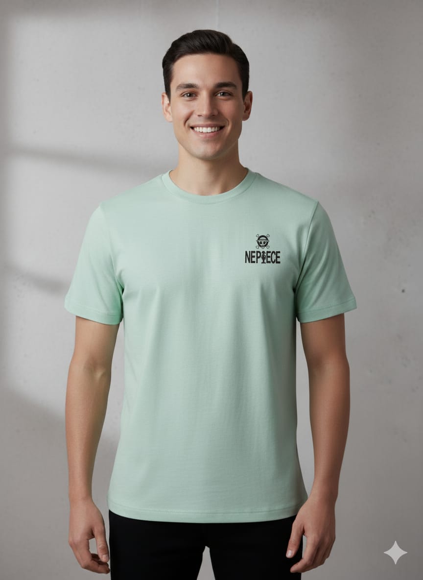 MINT GREEN ANIME GRAPHIC T-SHIRT -- ONE PIECE LUFFY EDITION