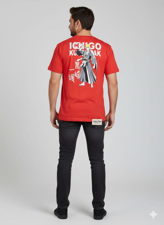 Bleach Ichigo Kurosaki Graphic T-Shirt | Soul Reaper Red Tee