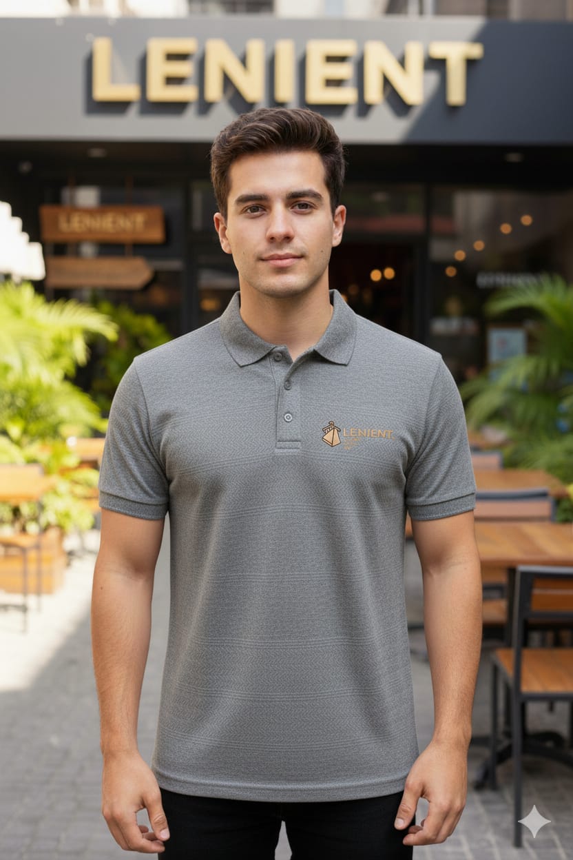 Lenient Premium Textured GRAY Collar t-shirt - Refined Casual Style with designed fabric